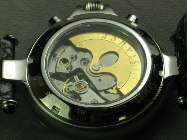 MINT Stauer Chronograph Watch Wristwatch Gold Leather 7