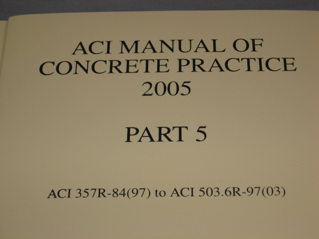 2005 ACI Manual Of Concrete Practice Complete Set 1-6 6
