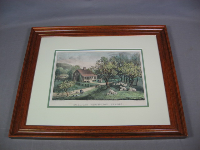 Original Currier & Ives Print American Homestead Spring