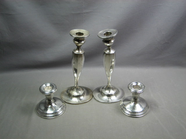 4 Weighted Sterling Silver Candlesticks Holders Tiffany