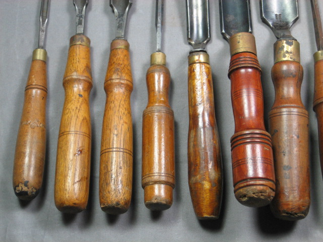 12 Vintage Buck Bros Curved Wood Carving Chisels Set NR 3