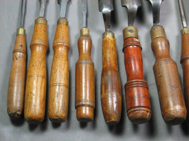 12 Vintage Buck Bros Curved Wood Carving Chisels Set NR 8