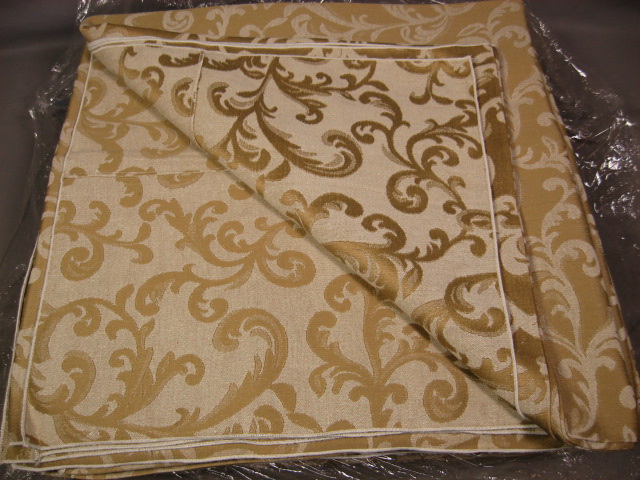 13 Gold Leaf Tablecloth Table Linen Set 54" +81" Square 1