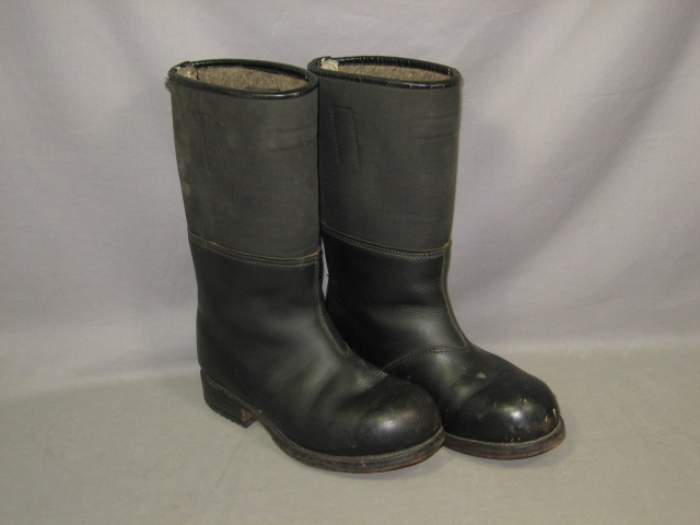 3 Pairs Vintage Black Boots Lot German Military Uniform 1
