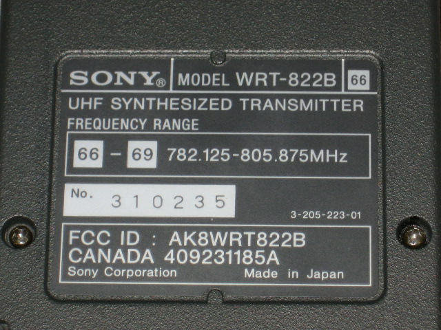 Sony WRT-822B 66 UHF Transmitter + WRR-855B Tuner Unit 6