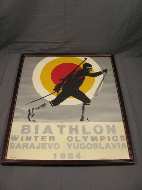 Signed 1984 Winter Olympics Biathlon Poster 150/200 NR