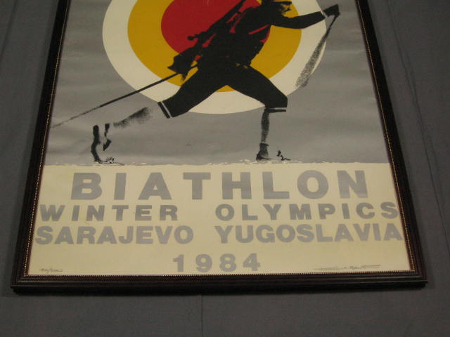Signed 1984 Winter Olympics Biathlon Poster 150/200 NR 2