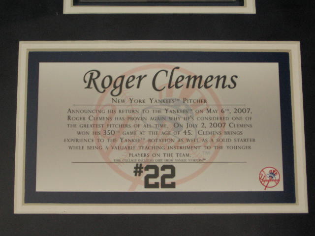 2007 Roger Clemens Signed Photo W/ Dirt +COA Steiner NR 5