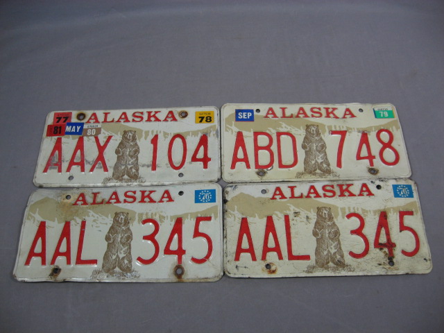 17 Vintage 1980s Alaska Grizzly Bear License Plate Tags 1