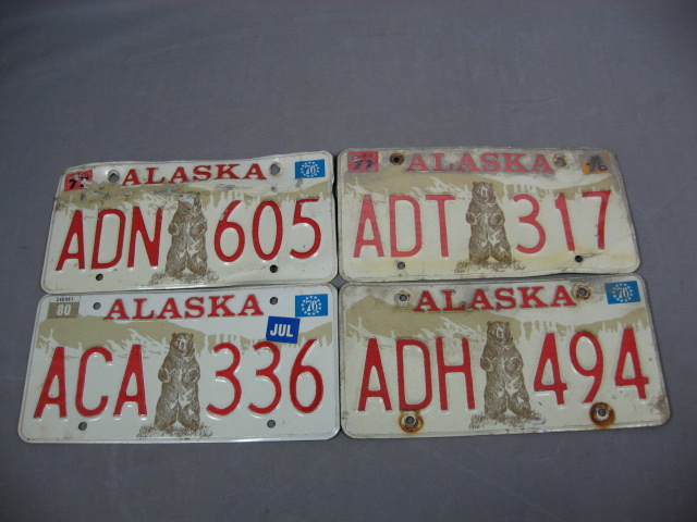17 Vintage 1980s Alaska Grizzly Bear License Plate Tags 2