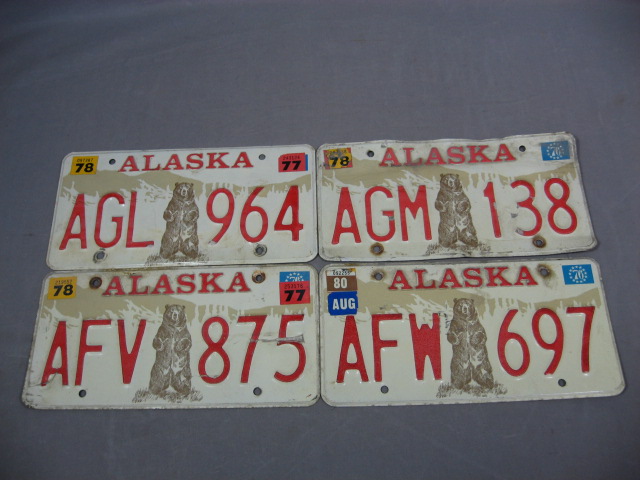 17 Vintage 1980s Alaska Grizzly Bear License Plate Tags 3