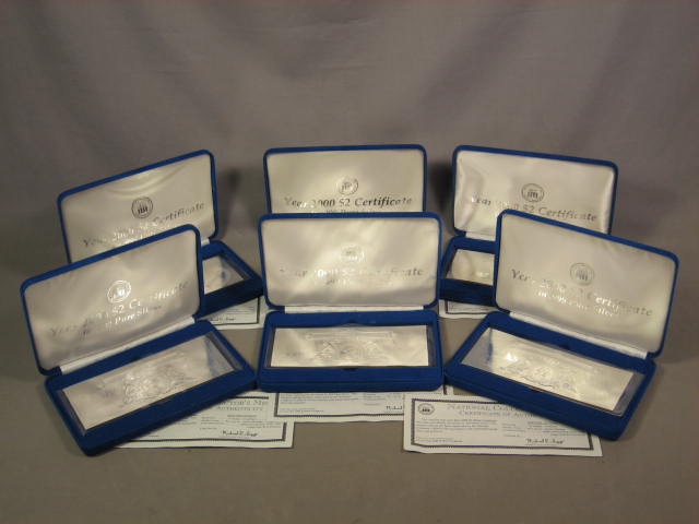6 National Collectors Mint 999 Pure Silver Certificates