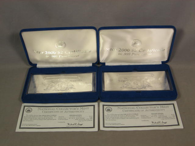 6 National Collectors Mint 999 Pure Silver Certificates 1
