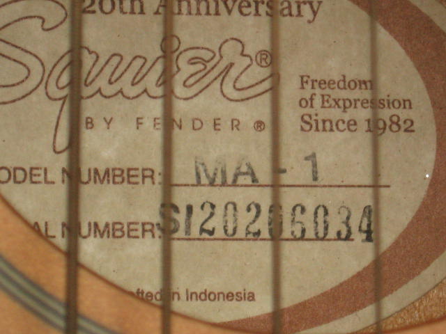 Fender Squier MA-1 MA1 3/4 Size Acoustic Guitar + Case+ 3