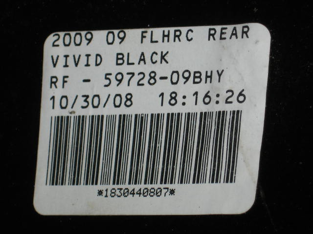 2009 Harley Road King Rear Fender Vivid Black W/ Cover+ 6