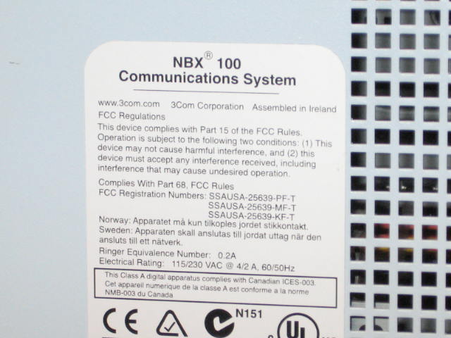 3Com NBX 100 Business Phone VOIP System Hub & Line Card 7