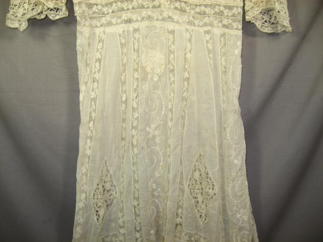 Antique Lace Dress Vintage Silk Embroidered Rose Shawl 5
