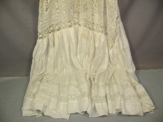 Antique Lace Dress Vintage Silk Embroidered Rose Shawl 6