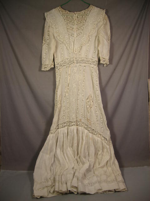 Antique Lace Dress Vintage Silk Embroidered Rose Shawl 7