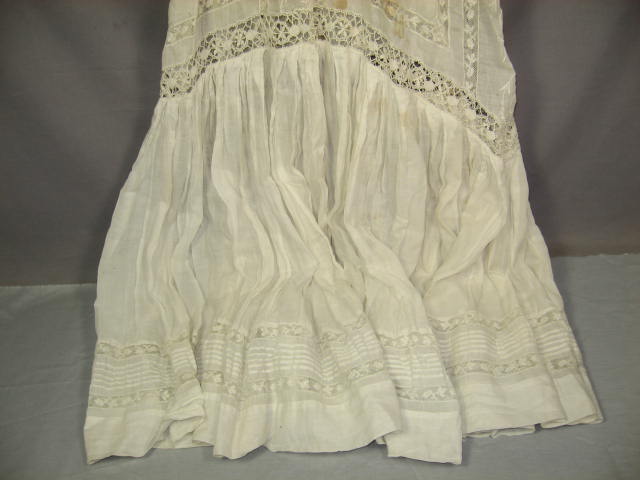 Antique Lace Dress Vintage Silk Embroidered Rose Shawl 10