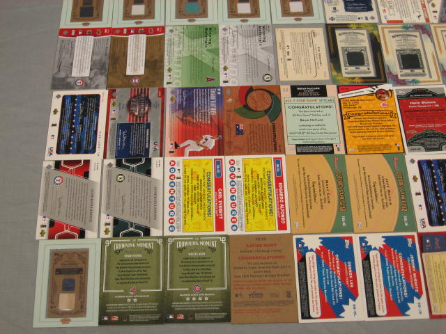 MLB Jersey Bat Insert Baseball Card Collection Lot NR 8