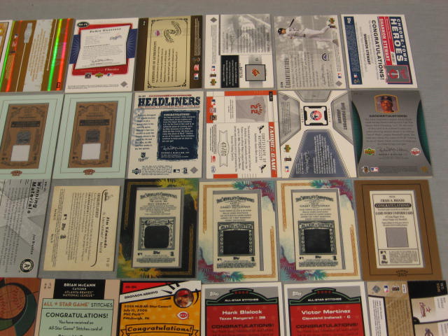 MLB Jersey Bat Insert Baseball Card Collection Lot NR 11