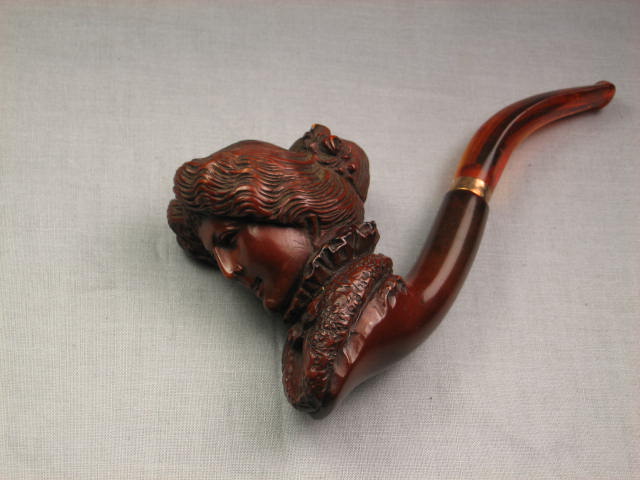 Meerschaum Tobacco Smoking Pipe Female Bust Amber Stem 2