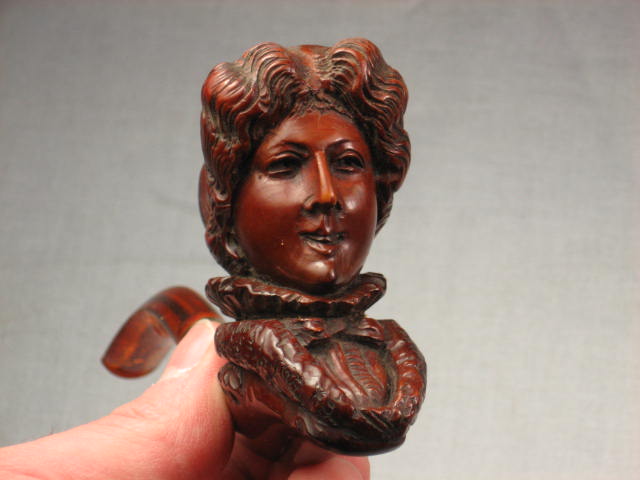 Meerschaum Tobacco Smoking Pipe Female Bust Amber Stem 4