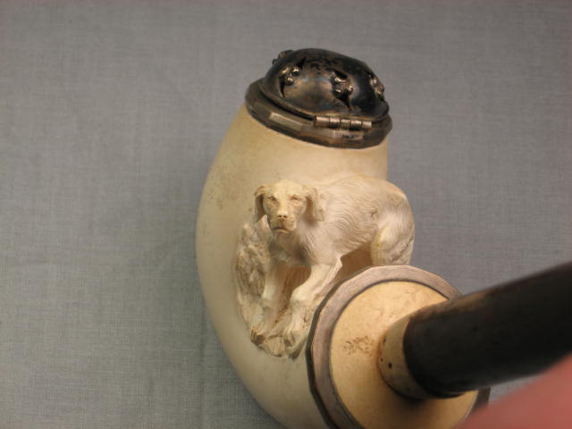 Large Antique Meerschaum Dog Tobacco Smoking Pipe +Case 2