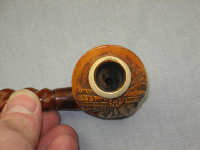 Antique Meerschaum Tobacco Smoking Pipe Man Inlaid Eyes 3