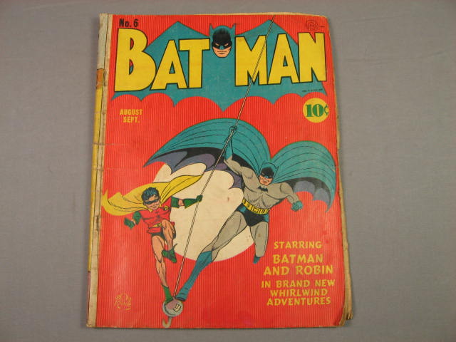 Vintage Aug/Sept 1941 #6 DC Batman Comic Book Robin