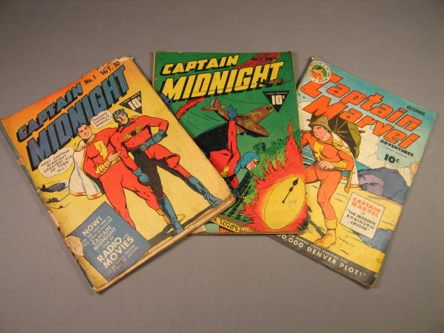 3 Captain Marvel Midnight Comic Books #1 7 30 1942 1943