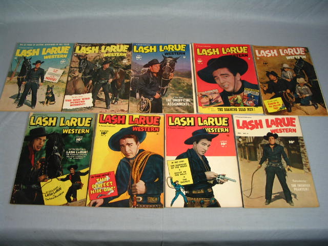 9 Vintage Lash LaRue Western Comic Books 1949-1952 NR