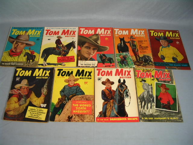9 Rare Vintage Tom Mix Western Comic Books 1949-1952 NR