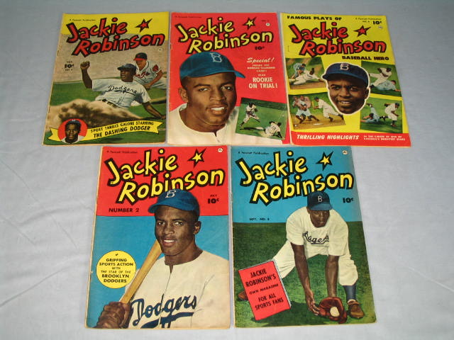 5 Vintage Jackie Robinson Comic Books #2-#6 Baseball NR