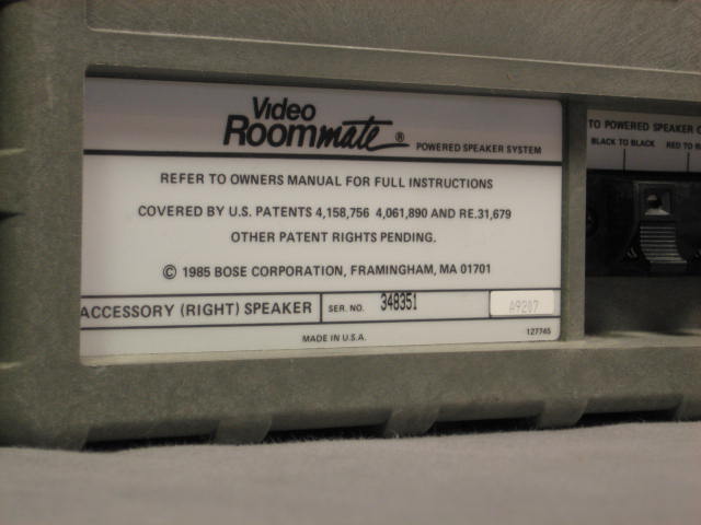 Bose Video Roommate Powered Audio Stereo Speaker Set NR 7