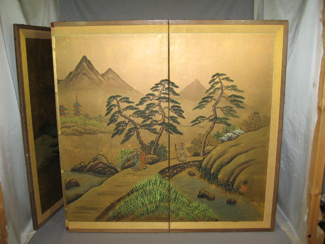 Vintage Chinese Japanese Oriental Folding Screen 3