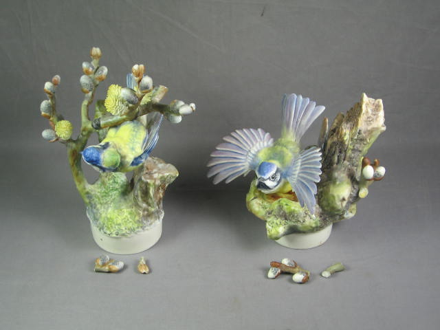2 Royal Worcester Dorothy Doughty Blue Tits in Pussy Willow Bird Pair Set Figure