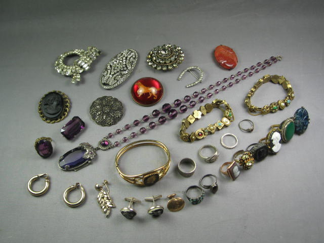 Costume Jewelry Lot Hollycraft Cameo Pins Ring Bracelet