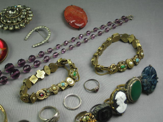 Costume Jewelry Lot Hollycraft Cameo Pins Ring Bracelet 2