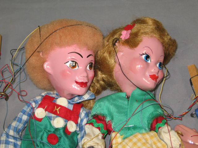 2 Vintage Pelham Puppets + Boxes Hansel & Gretel Set NR 2