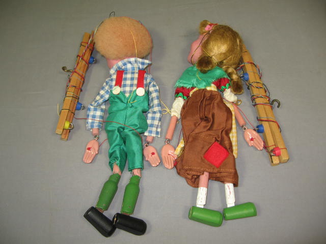 2 Vintage Pelham Puppets + Boxes Hansel & Gretel Set NR 4