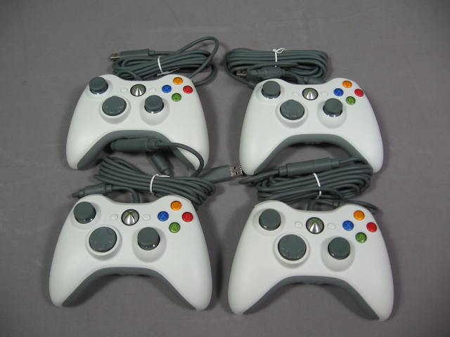 4 Genuine Microsoft Xbox 360 Wired Game Controllers NR