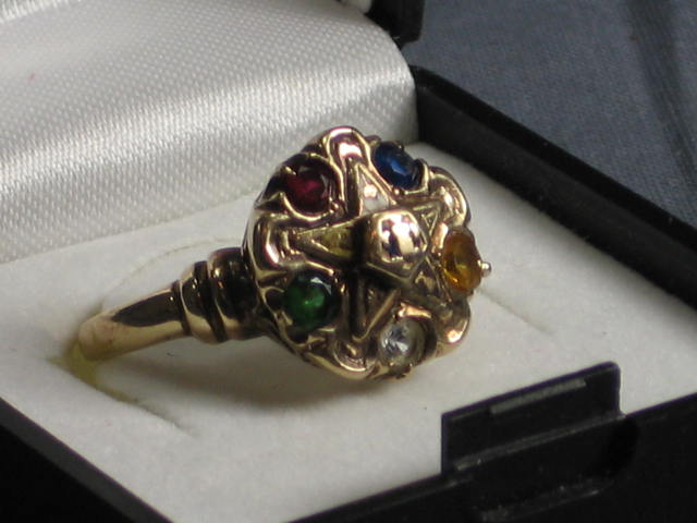 Ladies Vintage 10K Gold Order Eastern Star Masonic Ring 1