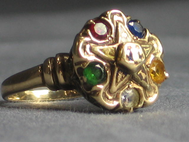 Ladies Vintage 10K Gold Order Eastern Star Masonic Ring 2