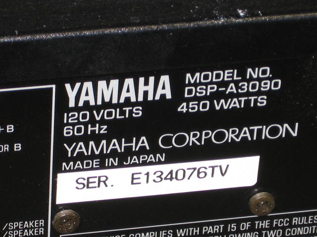 Yamaha DSP-A3090 7.1 Surround Sound Amplifier Receiver 10