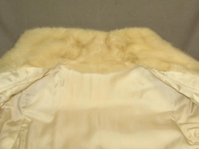 Ladies Vintage 3/4 Length White Mink Fur Coat Size Med 4