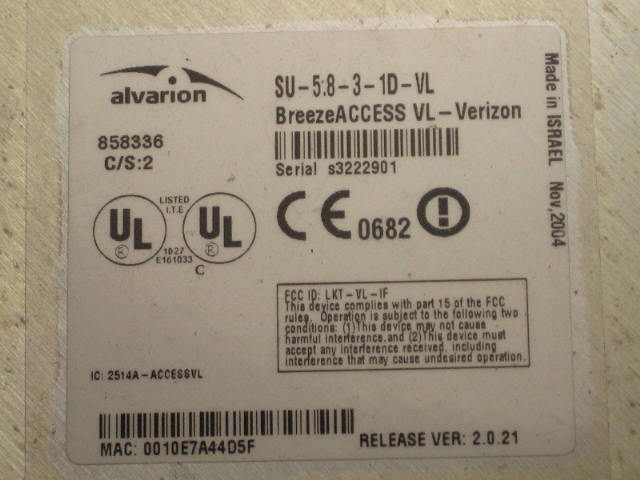 Alvarion BreezeACCESS SU-A-5.8-3-1D-VL Wireless Antenna 4