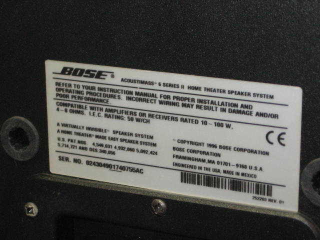 Bose Acoustimass 6 Series II Speaker System VCS-10 Cube 5