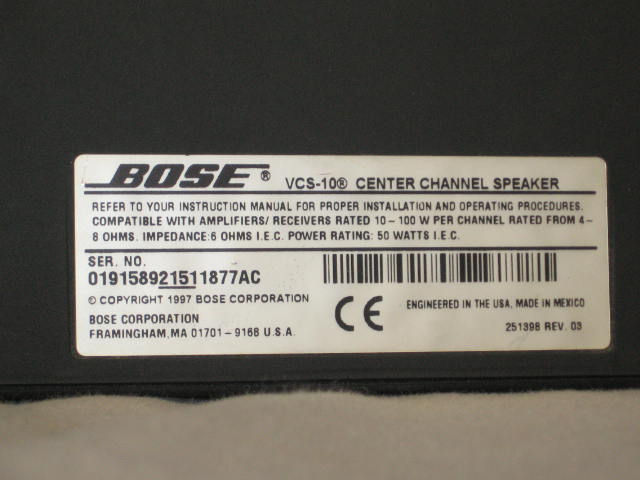 Bose Acoustimass 6 Series II Speaker System VCS-10 Cube 8